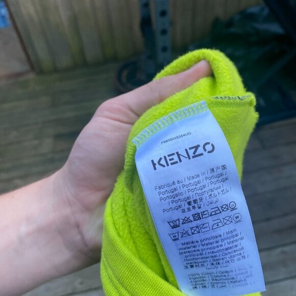 Kenzo Paris K-TIGER Hooded Sweatshirt Green/Yellow Small - Picture 9 of 10
